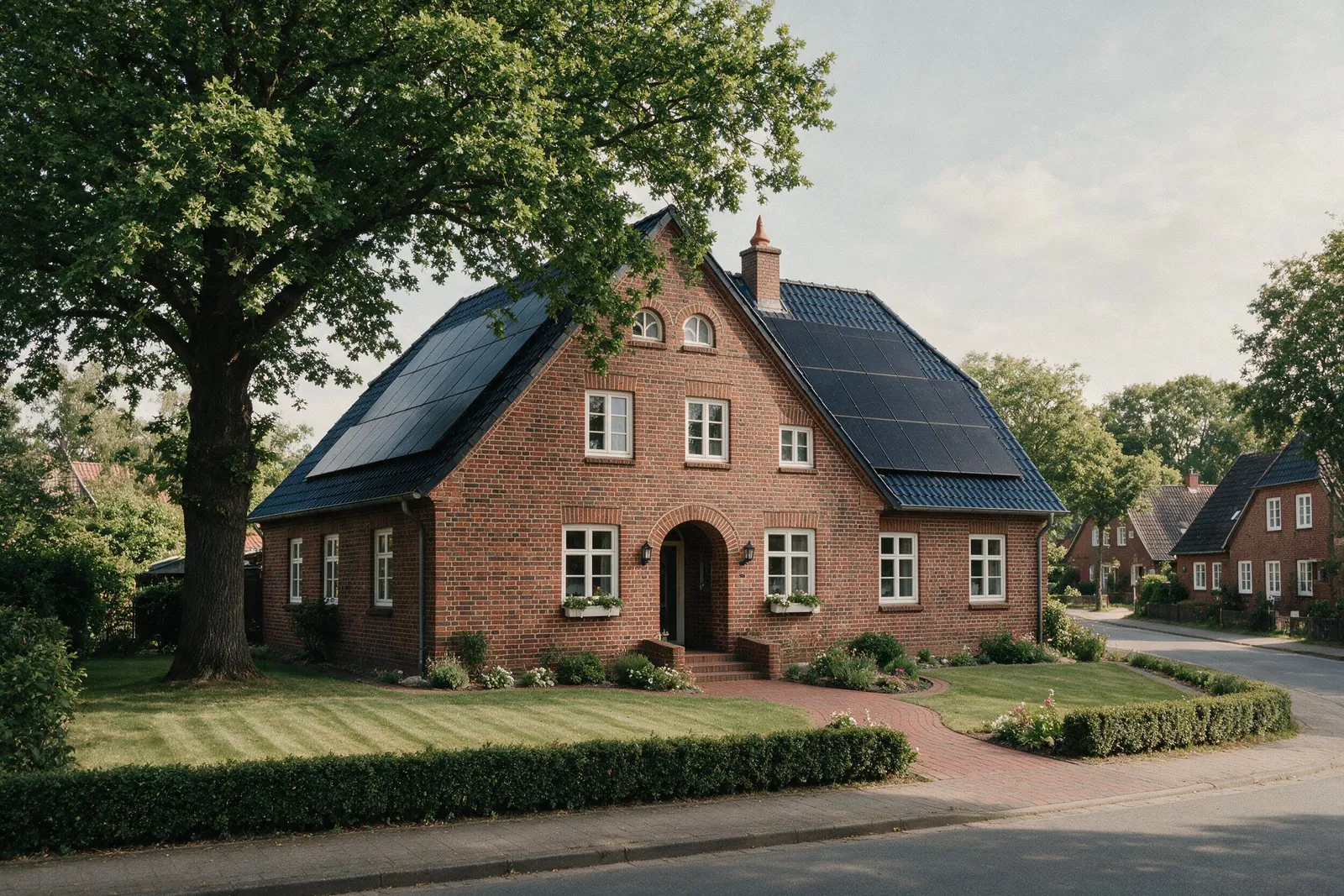 Wohnhaus mit Steildach vor dem Ortstermin
